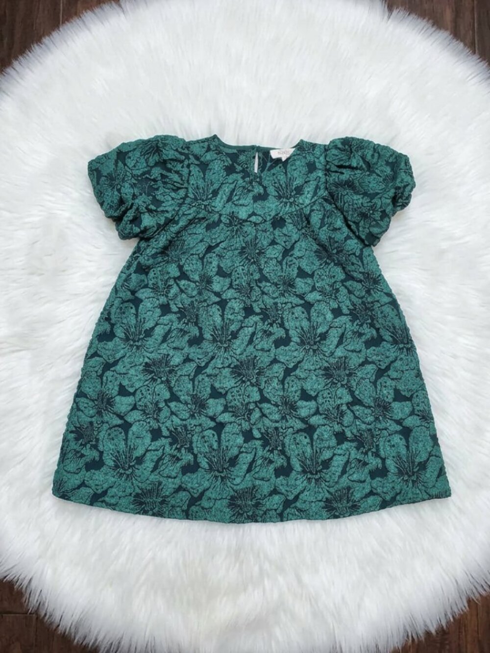 Oddi Kids Floral Jacquard Balloon Sleeve Dress Size M (6)